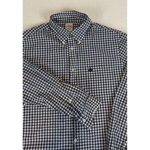 Brooks Bros Gingham Button Down Shirt Men's Medium Blue White Classic Fit Cotton